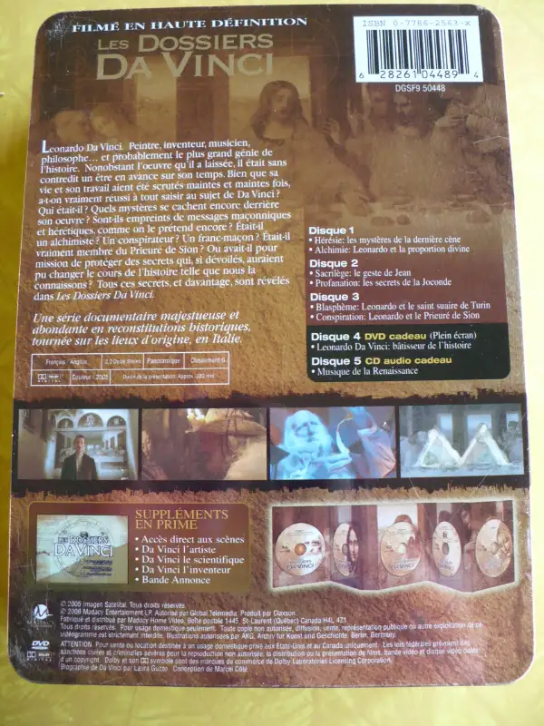 5 DVD-LES DOSSIERS DA VINCI ( BOITE DE MÉTAL + 5 DVD COMME NEUF62863259646978122