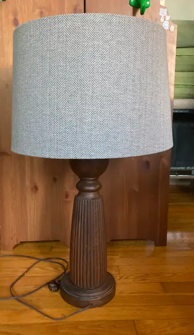 Vintage wooden column table lamp, View more