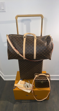 BROWN SET LOUIS VUITTON SUITCASE HORIZON VANITY KEPALL 55