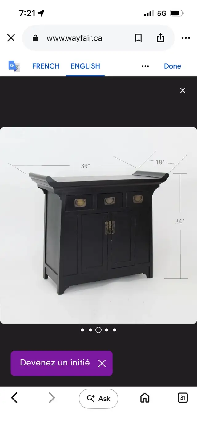 New Scholl decorative sideboard with 3 drawers and 2 doors in Hutches & Display Cabinets in Mississauga / Peel Region - Image 5