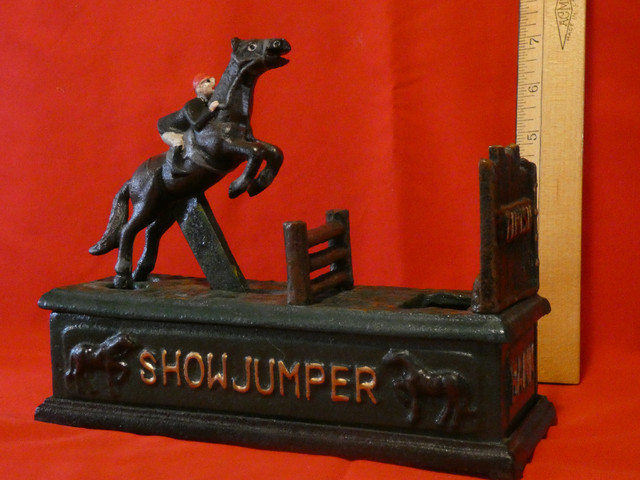 Piggybank Hunter Show Jumper cast iron Vintage in Arts & Collectibles in St. Catharines