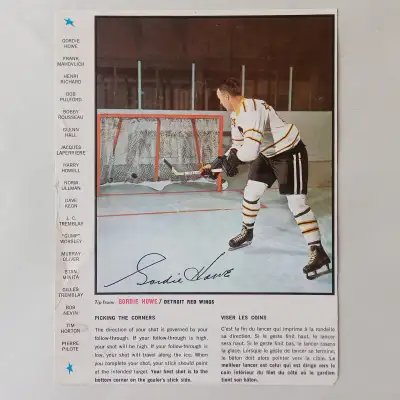 DETROIT RED WINGS GORDIE HOWE 1966-67 GENERAL MILLS HOCKEY PHOTO, View more
