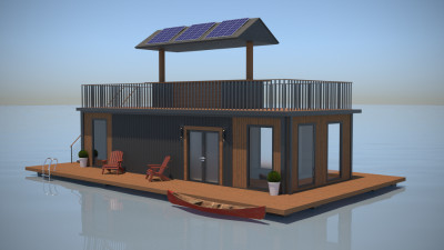 Shipping Container Floating Home  640 Sqft