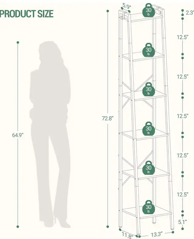 New in Box 6-Tier Industrual Bookcase in Bookcases & Shelving Units in City of Toronto - Image 3