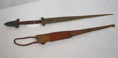 ANTIQUE SUDAN SWORD + LEATHER SCABBARD - DISPLAY ONLY, View more