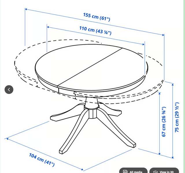 IKEA ROSENTORPExtendable Black table in Dining Tables & Sets in Bedford - Image 4