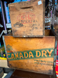 Antique wooden crates and boxes for sale.