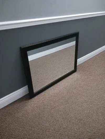 Large Light, Rectangular Brown Hanging Mirror, View more