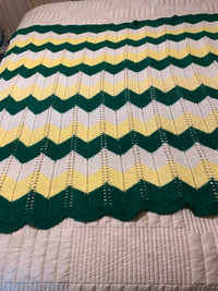 Hand crocheted wave design Blanket - 57” x 52” i