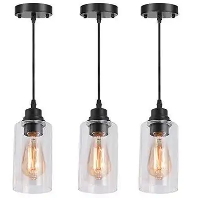 BANGANMA Black Glass Pendant Light (3 Pack) - Bulb not included, View more