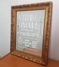 Wedding favours mirror guest gift sign signage gold frame