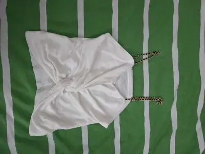 White Crop Top with Chain Straps, View more