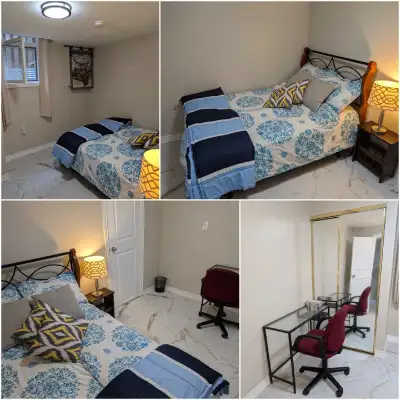 Spacious room with separate entrance Spacious room available in a two bedroom basement apartment wit...