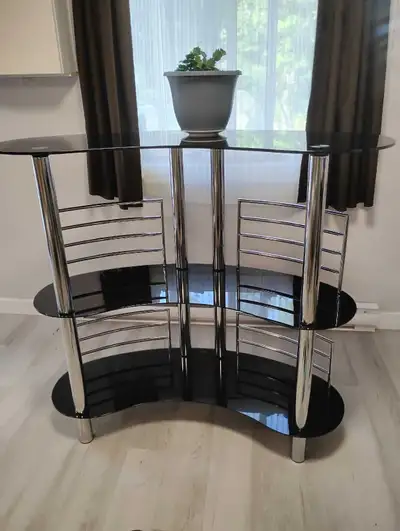 Glass and Chrome Console Table, View more