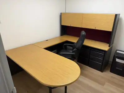 Professional L-Shaped Executive Workstation with Hutch, View more