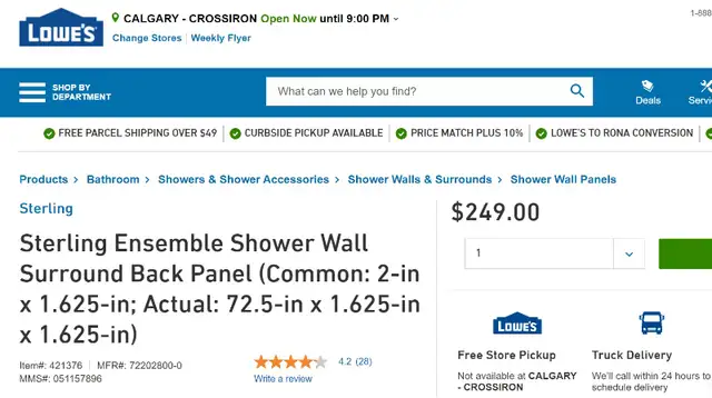 Shower Back Wall - 36" Sterling Ensemble in Bathwares in Calgary - Image 5