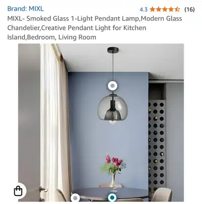 MIXL- Smoked Glass 1-Light Pendant Lamp,Modern Glass , View more