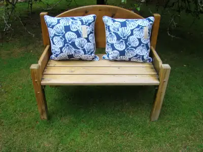 Custom Made Solid Wood Benchwith two brand new cushions, View more