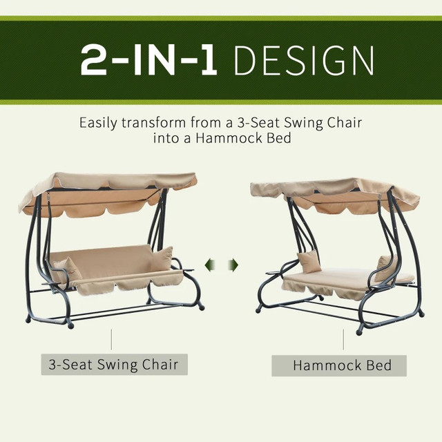 3-Seat Outdoor Patio Swing Chair, in Chairs & Recliners in Markham / York Region - Image 4