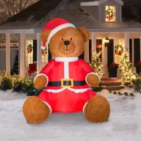 Gemmy Airblown Christmas Inflatables 9' Teddy Bear Santa Outfit