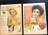 Vintage - Publicités Marilyn Monroe et Elizabeth Taylor