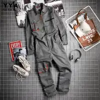 Men's long Sleeve Overall, size Large Grey color [NEW]