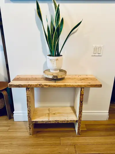 VINTAGE RECLAIMED WOOD SIDE END COFFEE TABLE PLANT STAND RUSTIC, View more