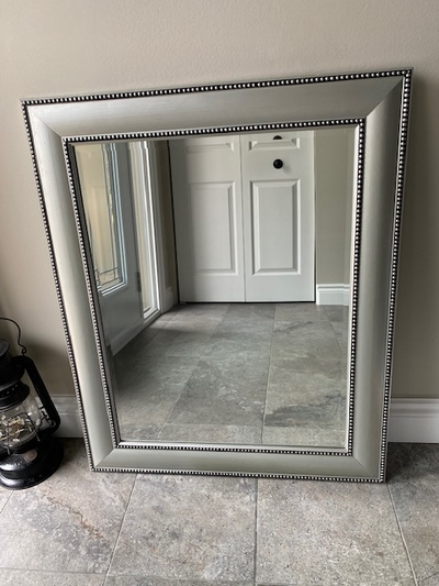 Wood frame beveled mirror 28 x 34, View more