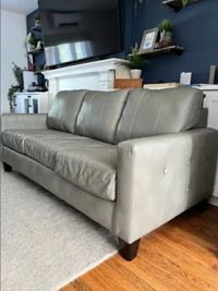 Grey leather sofa