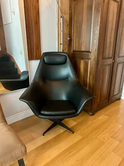 VINTAGE MID CENTURY MODERN SWIVEL ARM LOUNGE CHAIR MCM LOUNGER, View more