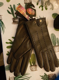 Brand new real leather gloves with wool lining