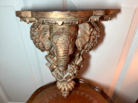 Ornate Elephant Trunk Up Wall Shelf/Sconce 