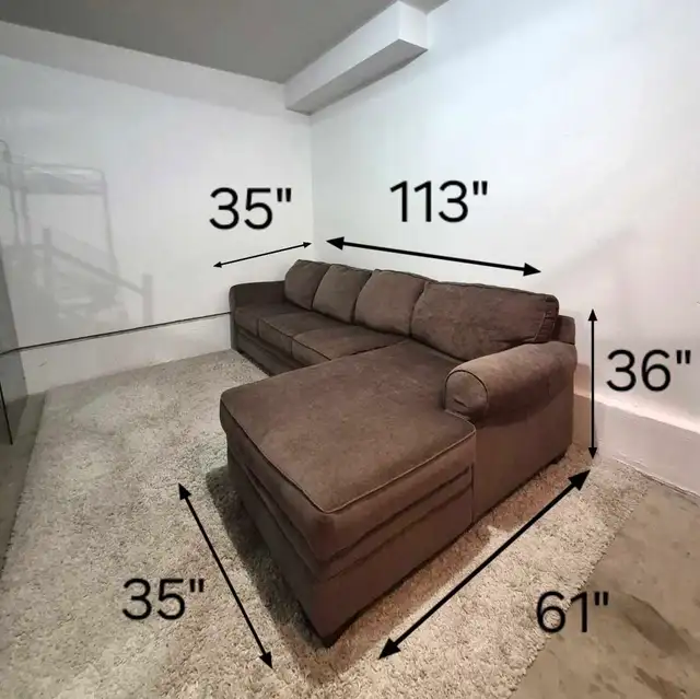 FREE DELIVERY Brown 4 Seater Sectional / L Shape Sofa / Couch in Couches & Futons in Vancouver - Image 11