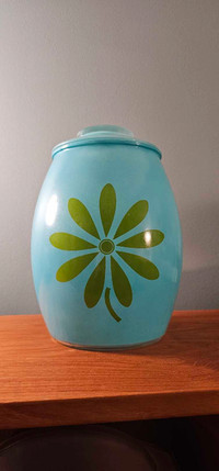 Vintage Bartlett Collins Cookie Jar Turquoise Daisy