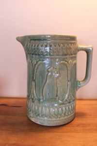 Old Green Stoneware Pitcher