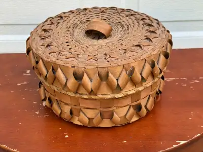 Mi'kmaq (Micmac) Split Ash Sewing Basket. $75. , View more