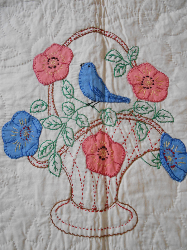 Double quilt with bluebird and basket and flowers in Bedding in Peterborough - Image 2