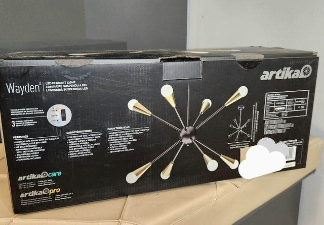 LED Pendant Light Matte Black Finish with Gold Accent Chandelier in Indoor Lighting & Fans in Kitchener / Waterloo - Image 6