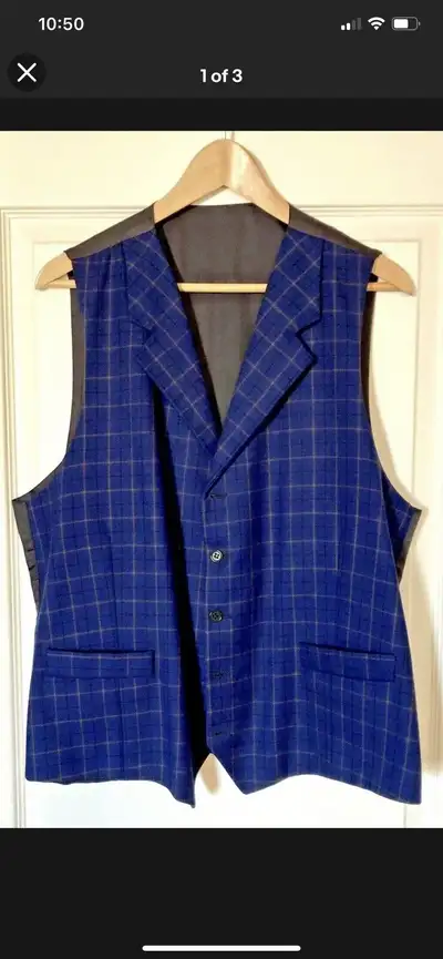 Mens Vintage Valentino Plaid Check Vest Waistcoat Size 44 , View more