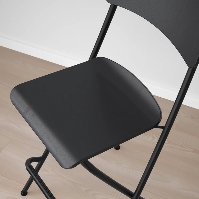 IKEA FRANKLIN Bar stool with backrest foldable black in Chairs & Recliners in Edmonton - Image 4