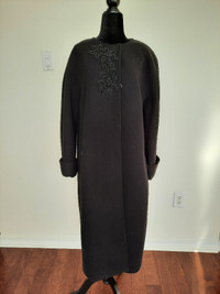 Women's Maxi Black Wool Coat Size L