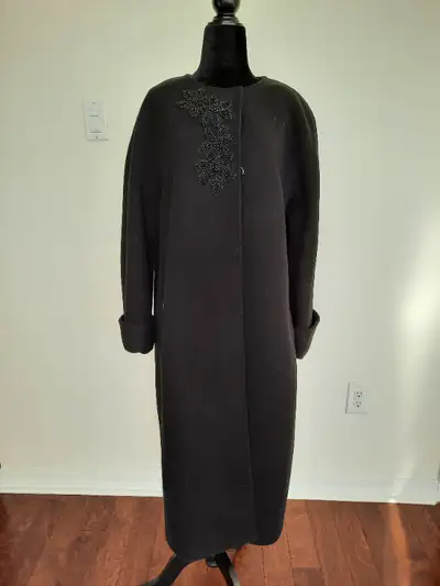 Available women's coat with beautiful beads décor. Like new condition. Wool material is warm and coz...