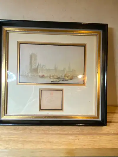 ANTIQUE COLOR G.BAXTER PRINT FRAME "Venice Panorama" Souvenir fr, View more