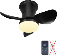 21 Inch Flush Mount Ceiling Fan with Dimmable LED Lights