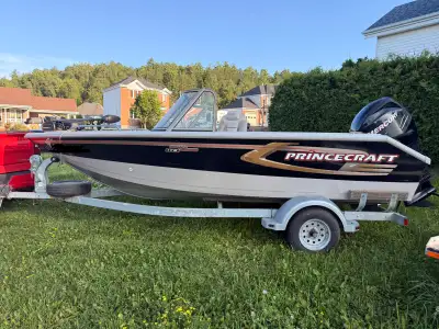 Bateau Princecraft ProSerie 176 2008 150 verado 400h Moteur électrique 75lbs Ancre électrique Toit b...