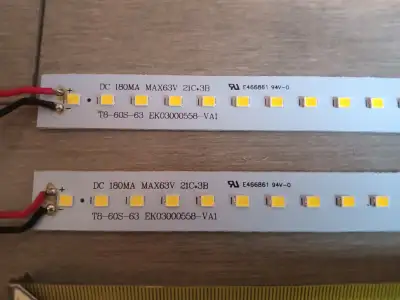 2 LED strips T8-60S-63 DC 180MA MAX63V 21C+3B ( 63 LEDS/strip), View more
