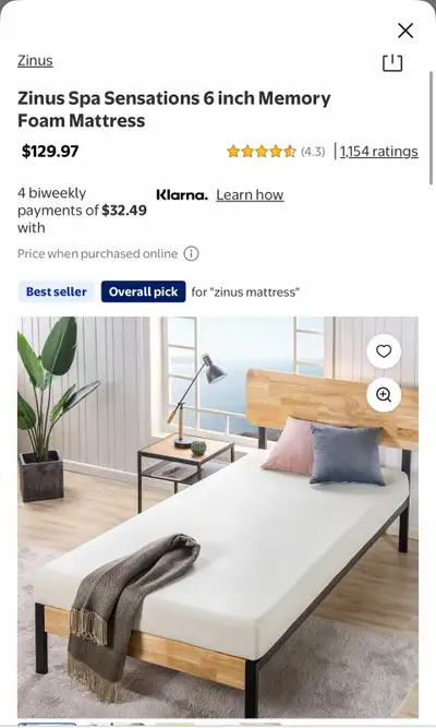 Zinus Spa Sensations TWIN seized Mattress, View more