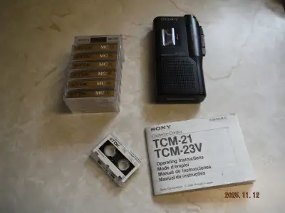 Sony M-527V microcassette-corder and tapes, View more