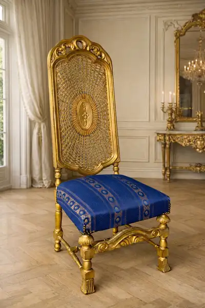 Free Delivery Authentic Vintage Louis XVI Style Gilt Cane Back C, View more