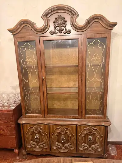 Vintage Wooden China Cabinet Hutch GORGEOUS, View more